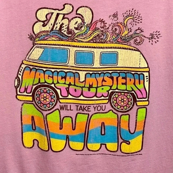 THE Beatles Lennon and McCartney Magical Mystery Tour Women's T-Shirt Dusty Pink - Picture 3 of 7